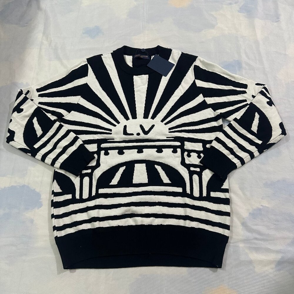 Louis Vuitton Logo-Print Black And White Unisex Sweater